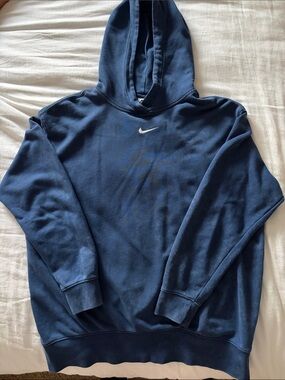 Nike Deep Blue Hooded Sweatshirt with White Swoosh